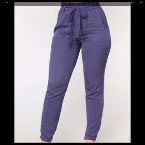 Fashion Nova Navy blue Tie Waist pants